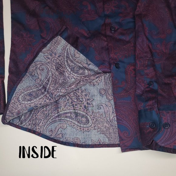 Le Chateau Blue & Purple Button Shirt (XS)15 -15 1/2 New Without Tags - Picture 3 of 6